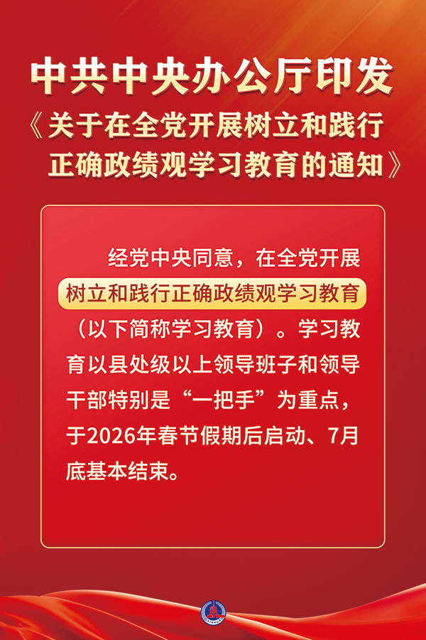  近日，中共中央办公厅印发《关于在全党发展设置和践行正确政绩观进建教育的通知》。本次进建教育以立党为公、为民造福、科学决策、真抓实干为总要求，旨在教育疏导各级党组织和党员、干部对峙疑神疑鬼、求真求实，为人民出政绩、以实干出政绩。